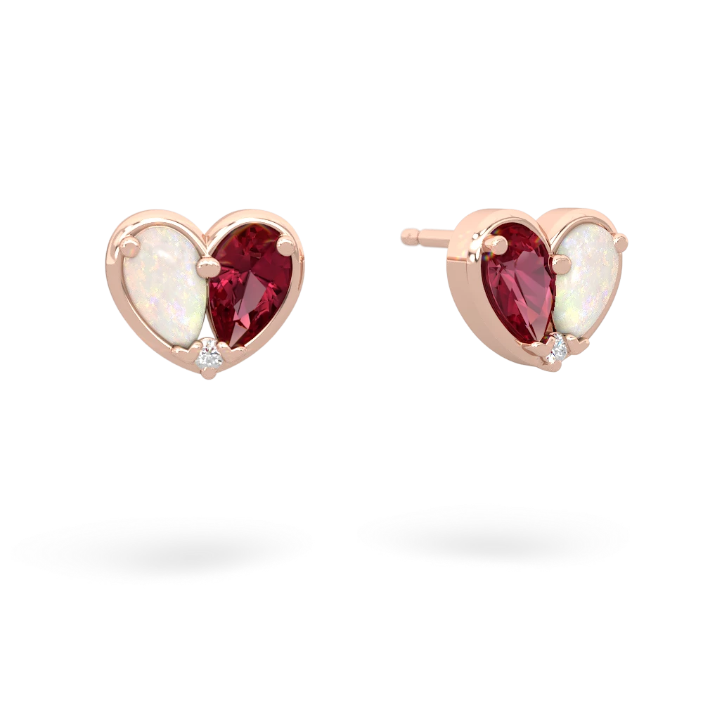 Opal 'Our Heart' 14K Rose Gold earrings E5072