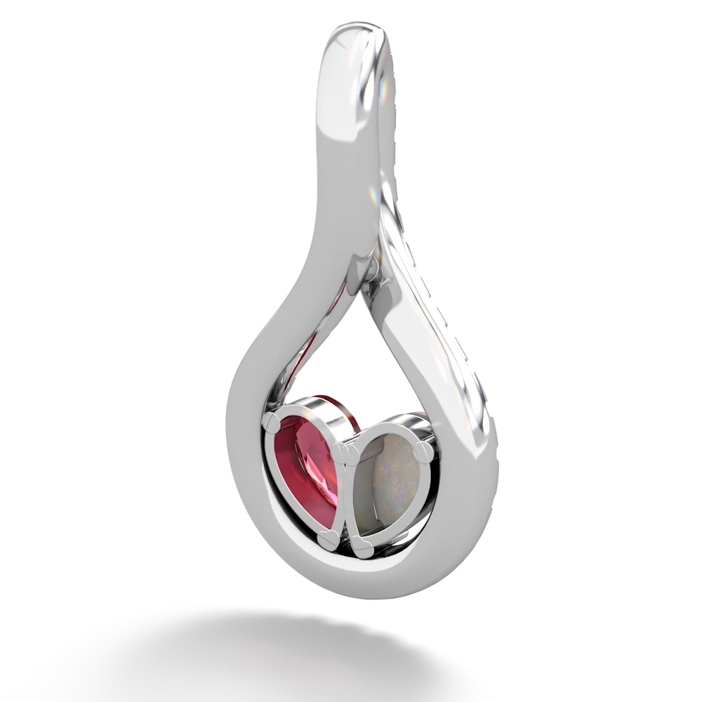 Opal Pave Twist 'One Heart' 14K White Gold pendant P5360