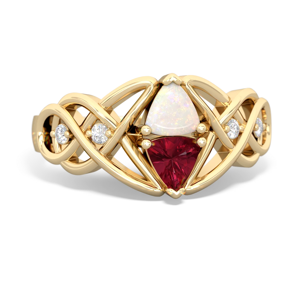 Opal Keepsake Celtic Knot 14K Yellow Gold ring R5300