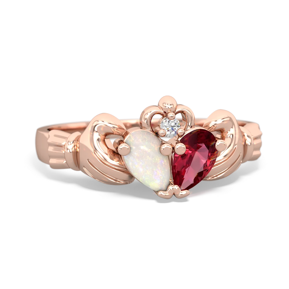 Opal 'Our Heart' Claddagh 14K Rose Gold ring R2388