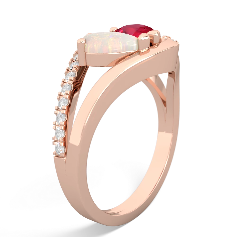 Opal Nestled Heart Keepsake 14K Rose Gold ring R5650