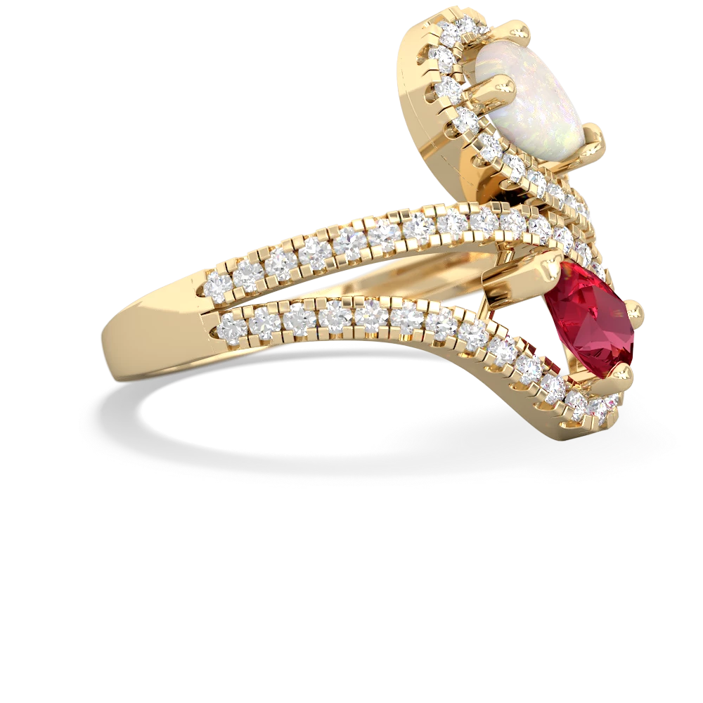 Opal Diamond Dazzler 14K Yellow Gold ring R3000