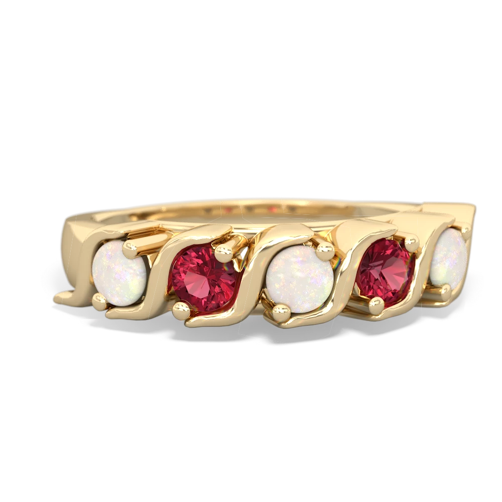 Opal Anniversary Band 14K Yellow Gold ring R2089