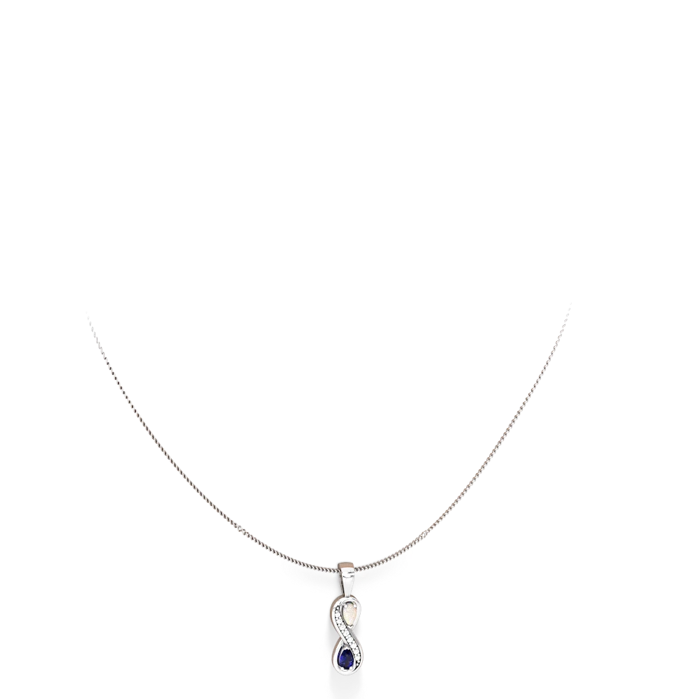 Opal Diamond Infinity 14K White Gold pendant P5390