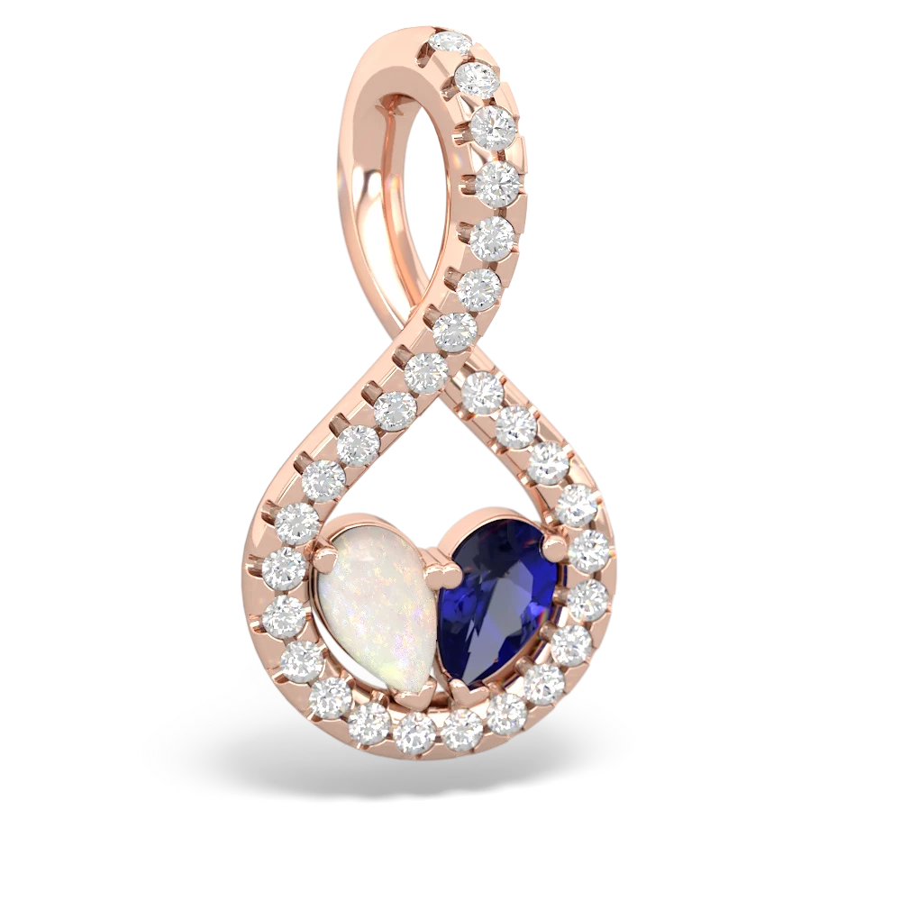 Opal Pave Twist 'One Heart' 14K Rose Gold pendant P5360