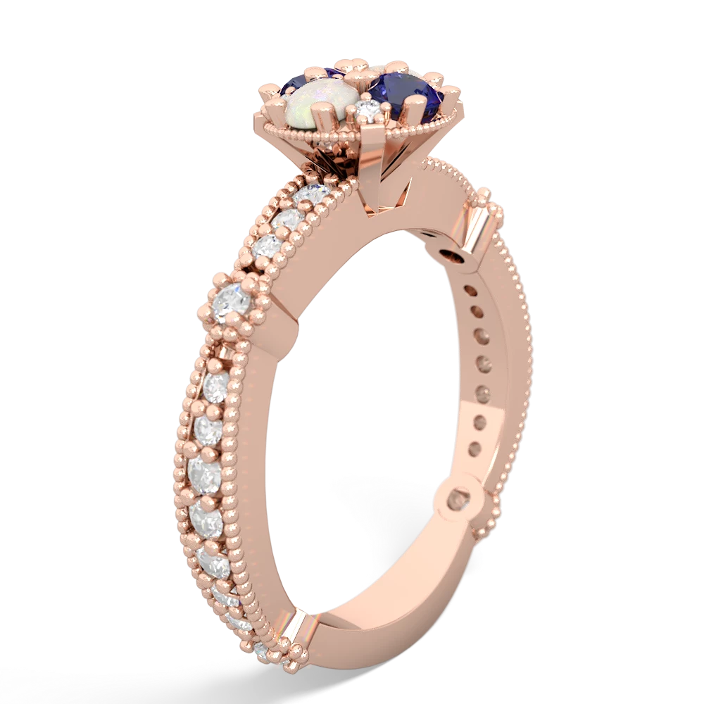 Opal Sparkling Tiara Cluster 14K Rose Gold ring R26293RD