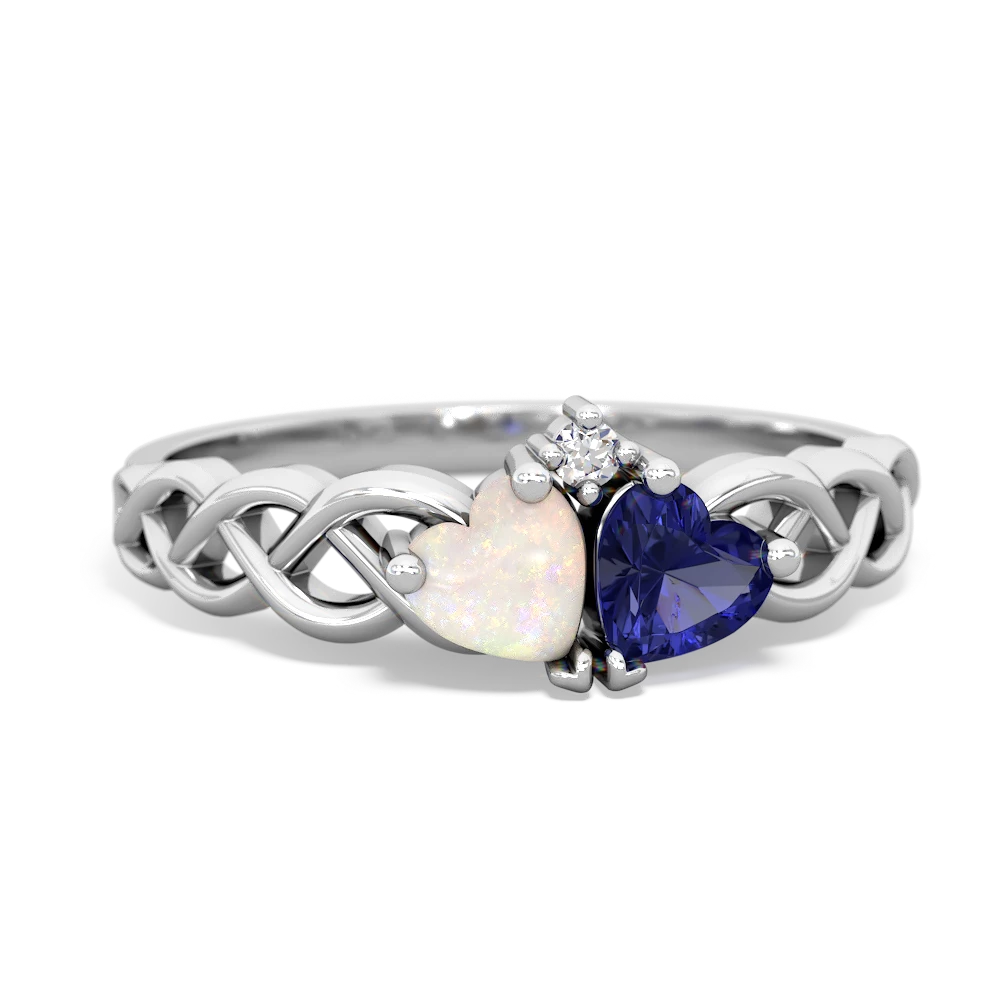 Opal Heart To Heart Braid 14K White Gold ring R5870