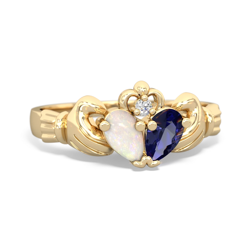 Opal 'Our Heart' Claddagh 14K Yellow Gold ring R2388