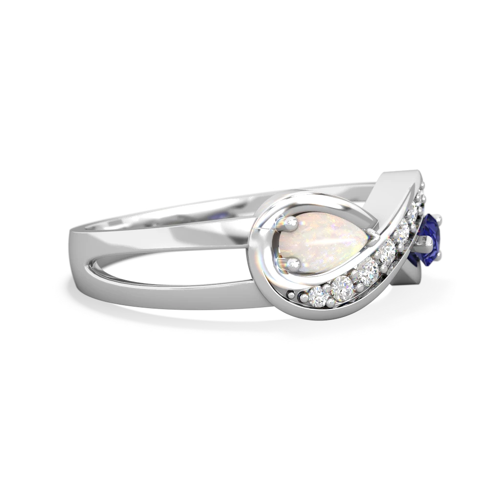 Opal Diamond Infinity 14K White Gold ring R5390