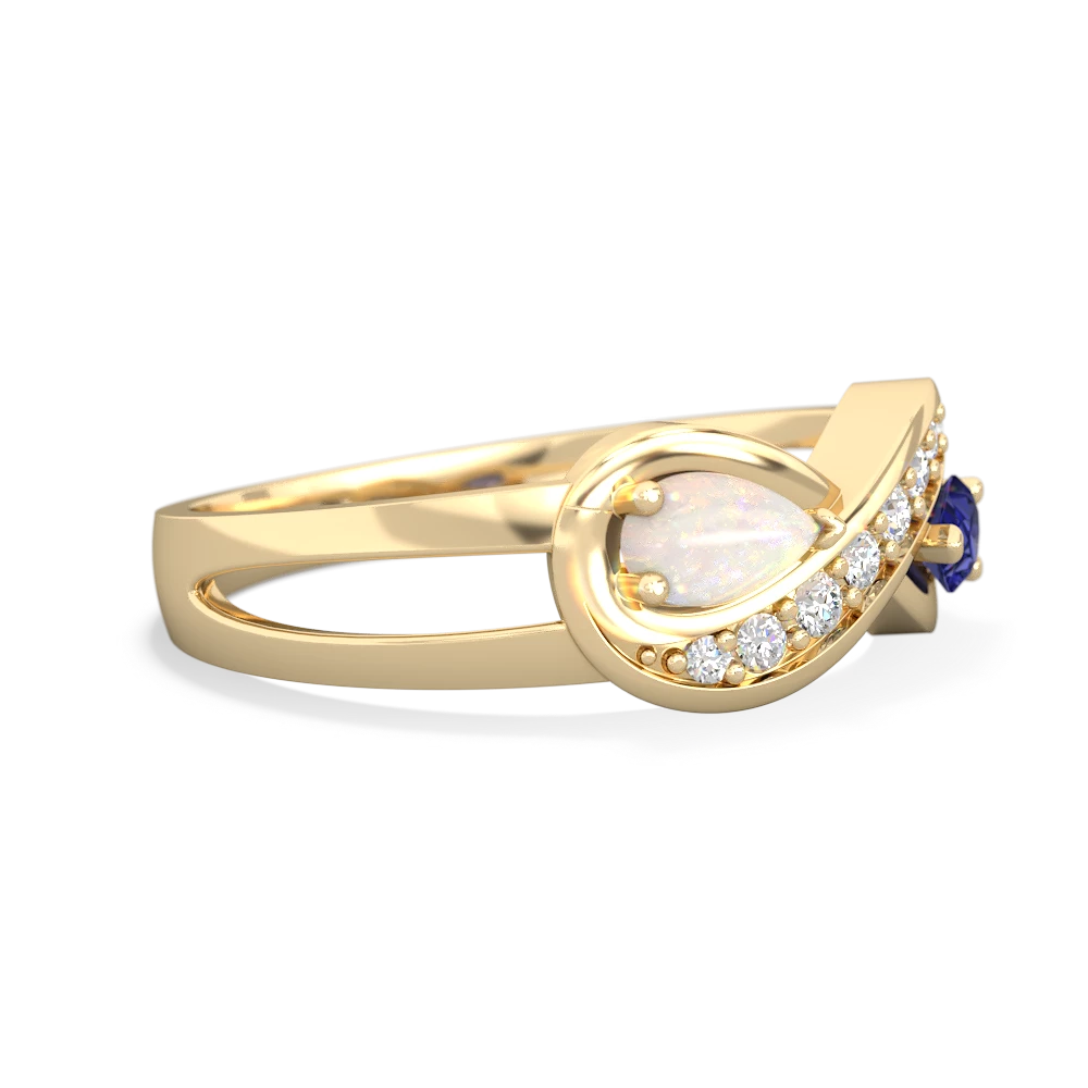 Opal Diamond Infinity 14K Yellow Gold ring R5390