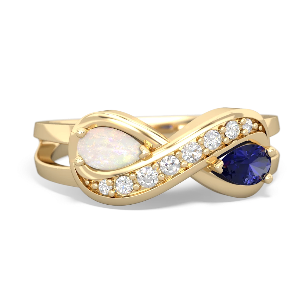 Opal Diamond Infinity 14K Yellow Gold ring R5390