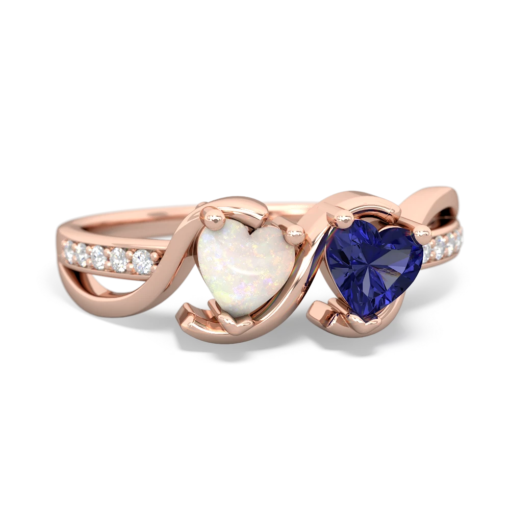 Opal Side By Side 14K Rose Gold ring R3090