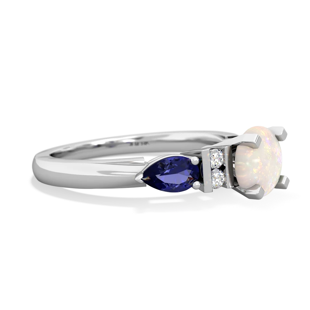 Opal 6Mm Round Eternal Embrace Engagement 14K White Gold ring R2005