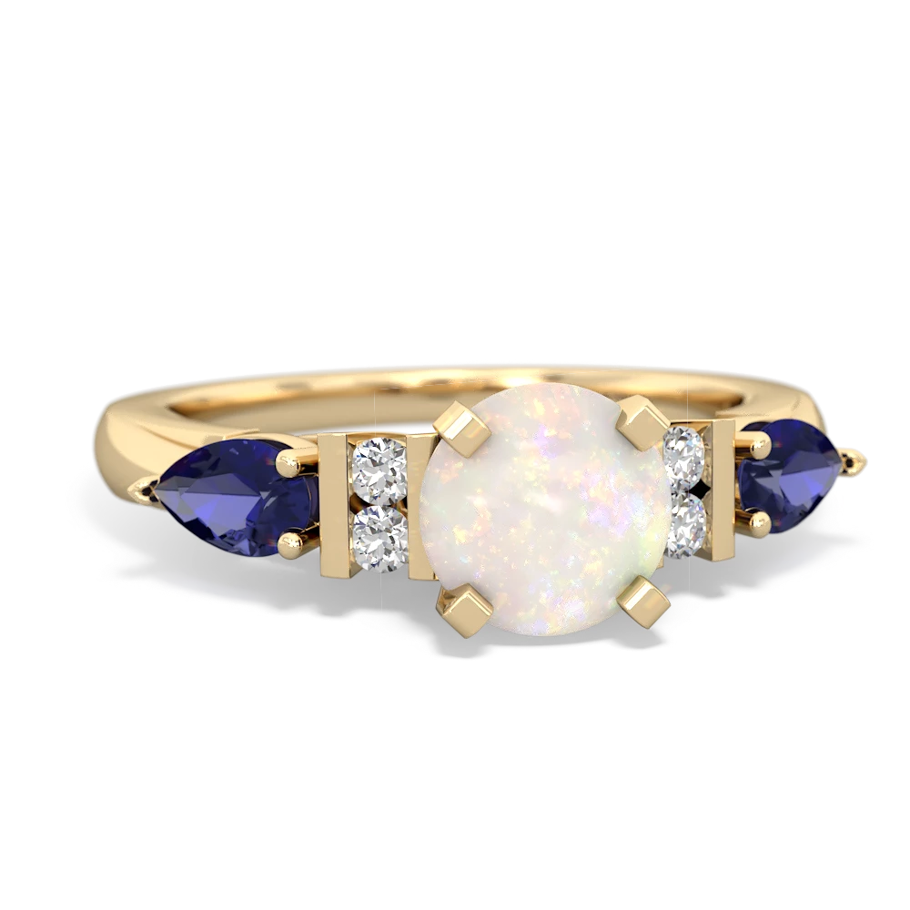 Opal 6Mm Round Eternal Embrace Engagement 14K Yellow Gold ring R2005