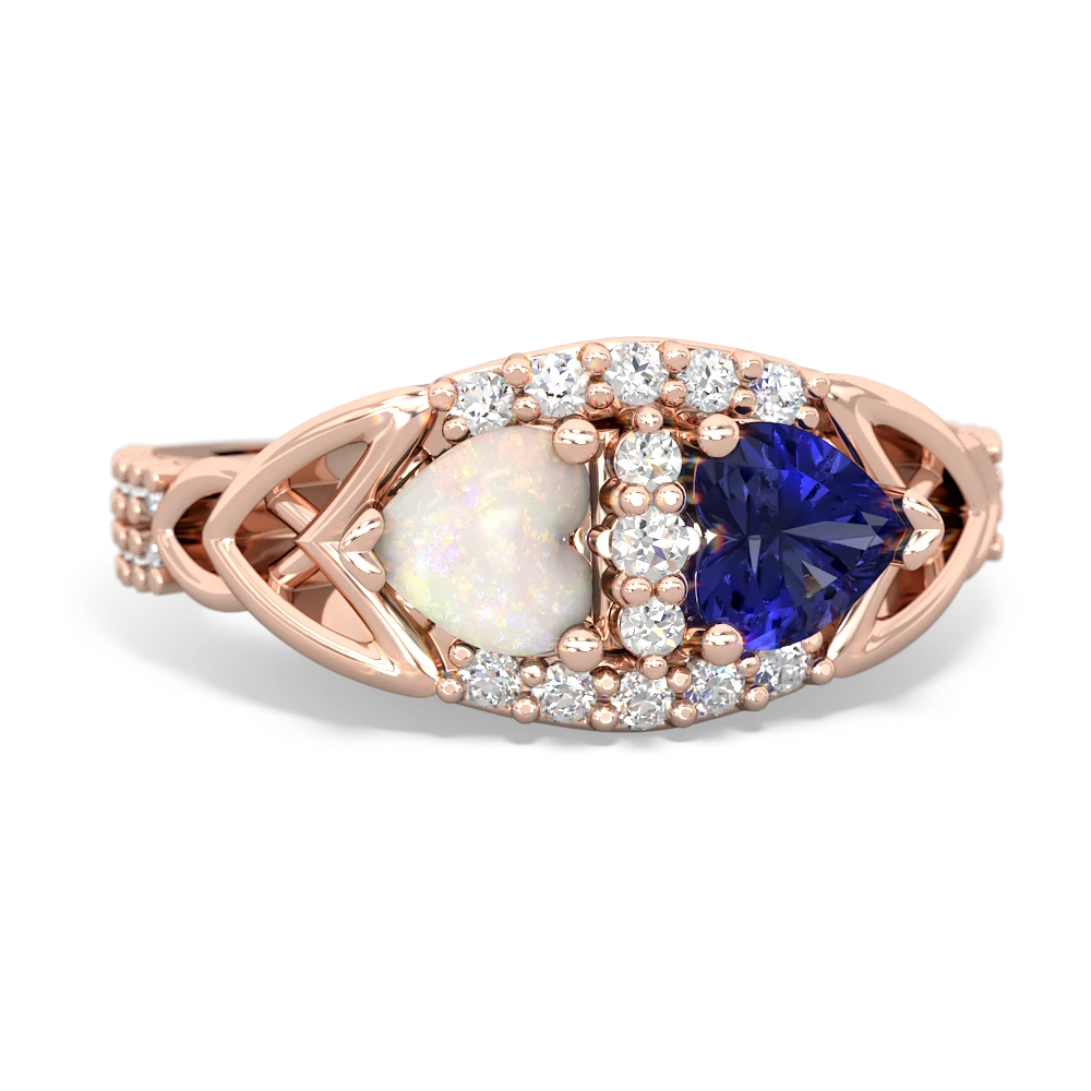 Opal Sparkling Celtic Knot 14K Rose Gold ring R2645