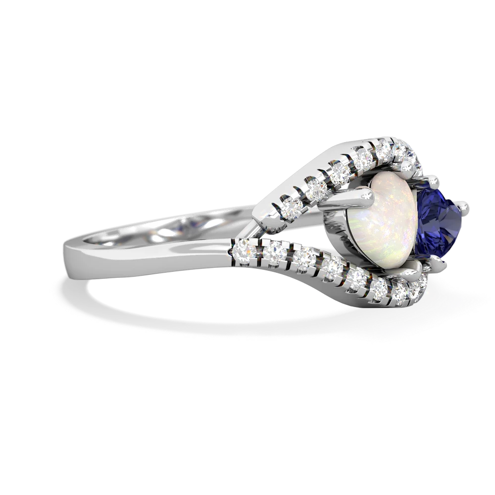 Opal Mother And Child 14K White Gold ring R3010