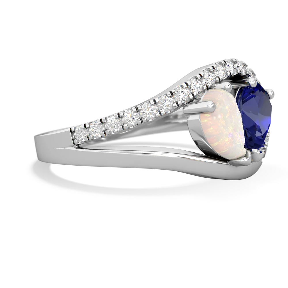 Opal Nestled Heart Keepsake 14K White Gold ring R5650