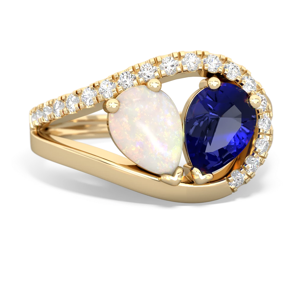 Opal Nestled Heart Keepsake 14K Yellow Gold ring R5650