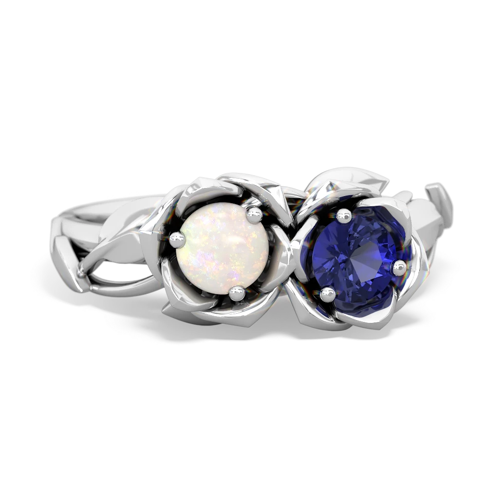 Opal Rose Garden 14K White Gold ring R5510