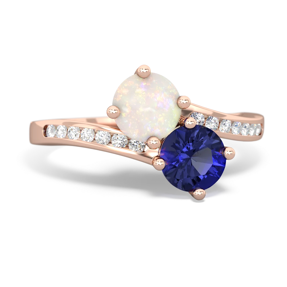 Opal Channel Set Two Stone 14K Rose Gold ring R5303