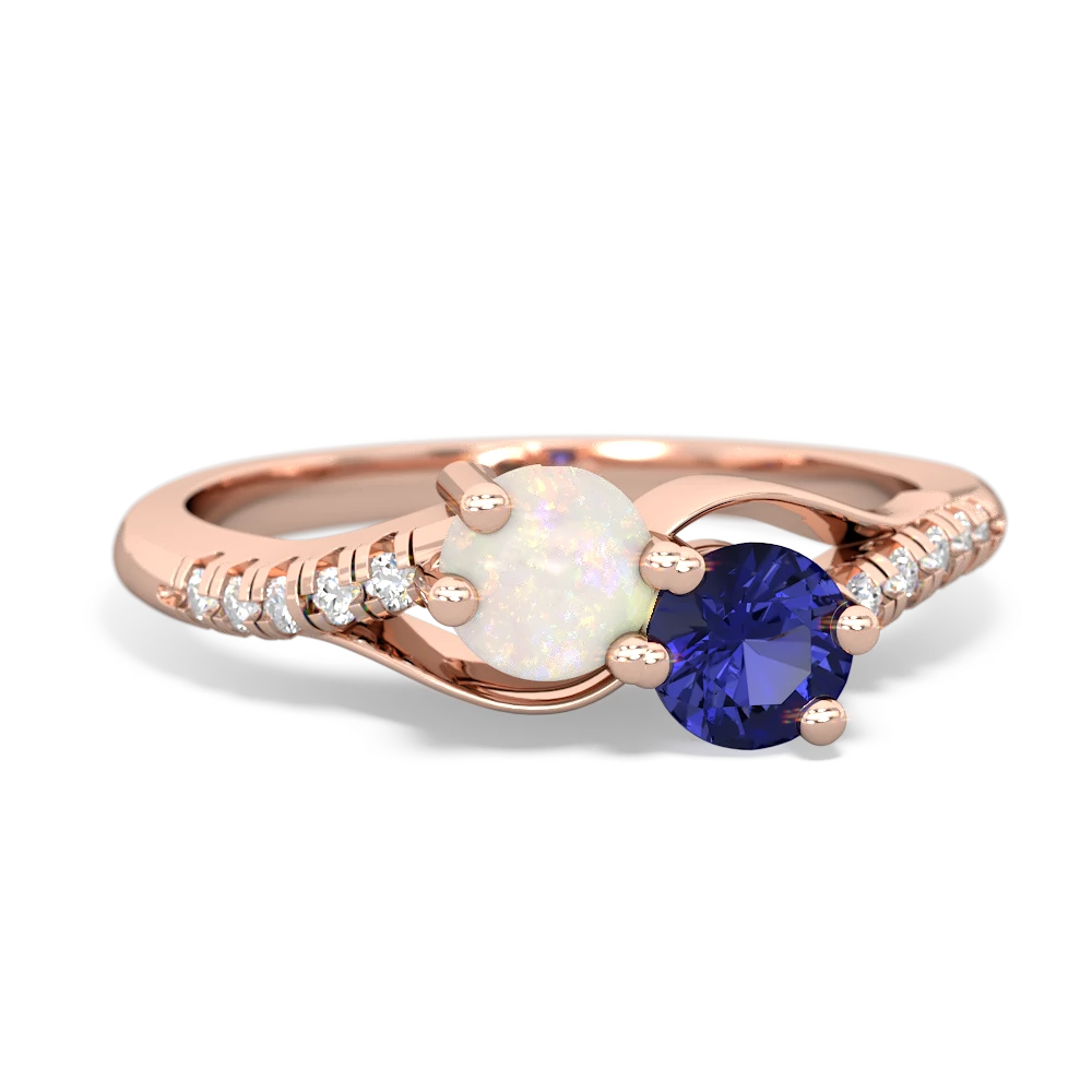 Opal Infinity Pave Two Stone 14K Rose Gold ring R5285