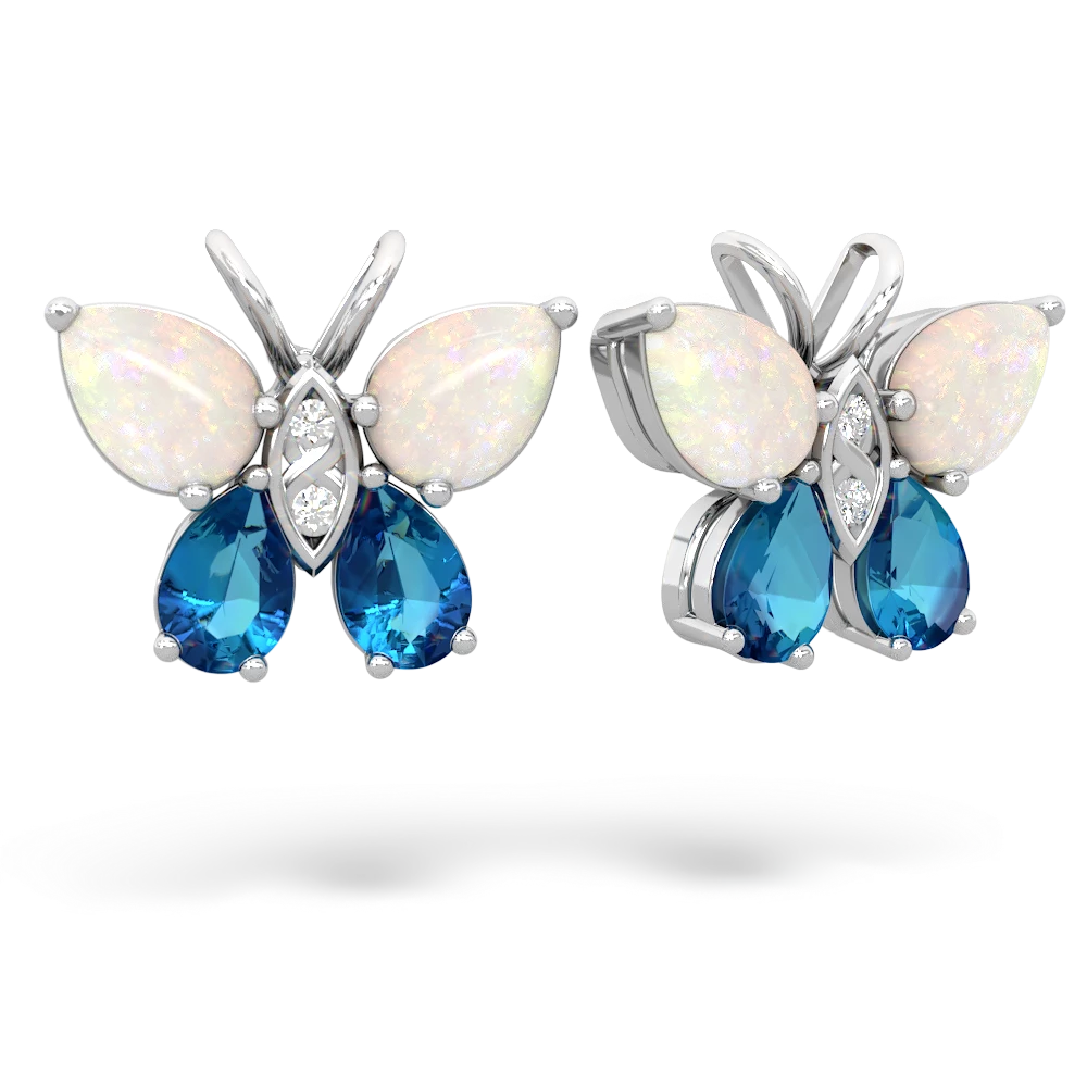 Opal Butterfly 14K White Gold earrings E2215