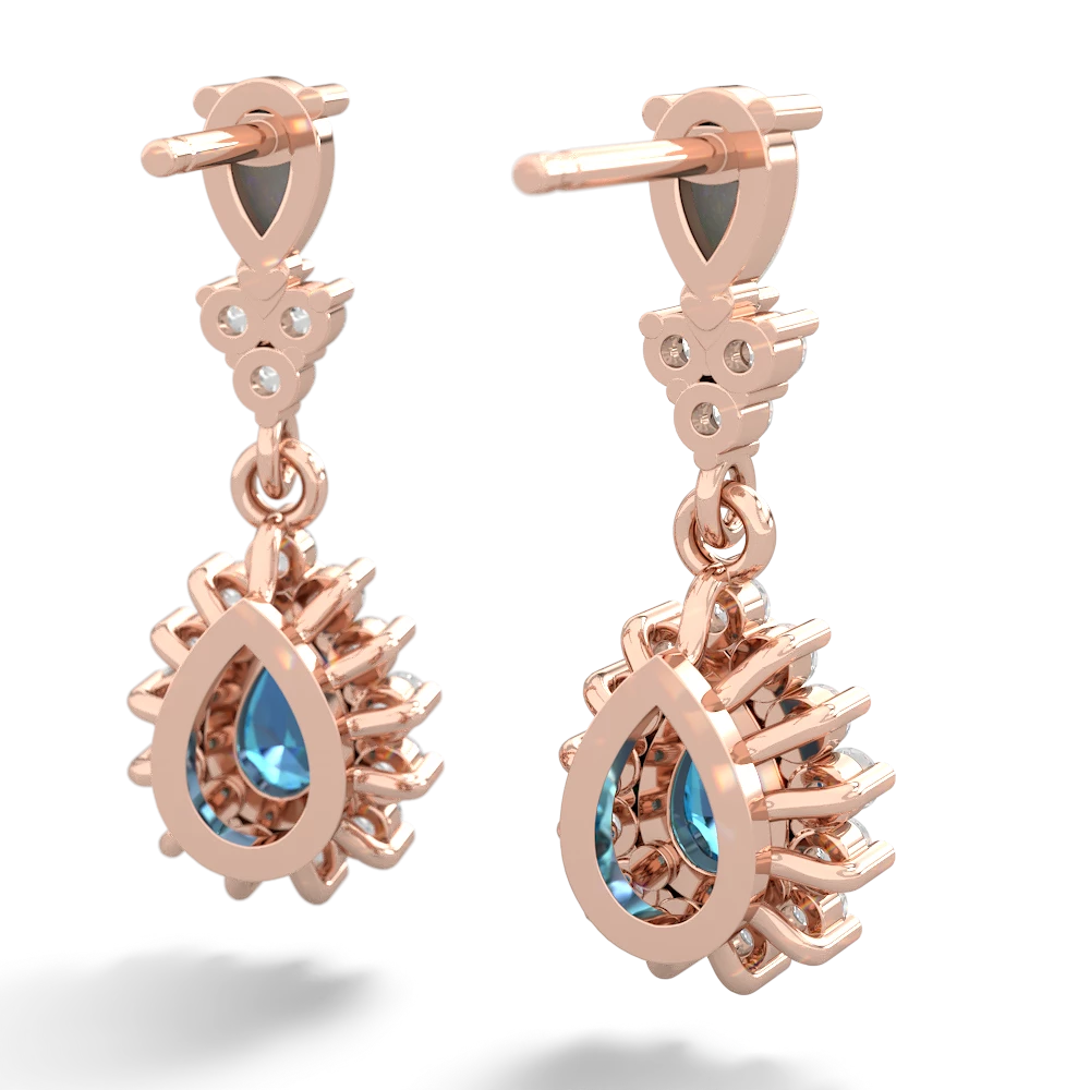 Opal Halo Pear Dangle 14K Rose Gold earrings E1882