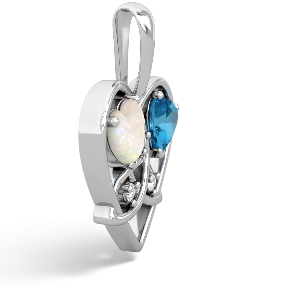 Opal Celtic Trinity Heart 14K White Gold pendant P5331