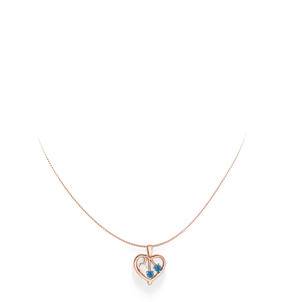 Opal Glowing Heart 14K Rose Gold pendant P2233