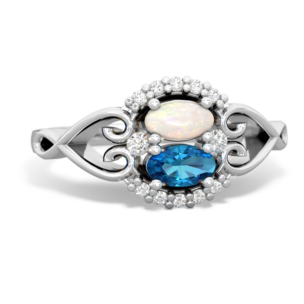 Opal Love Nest 14K White Gold ring R5860