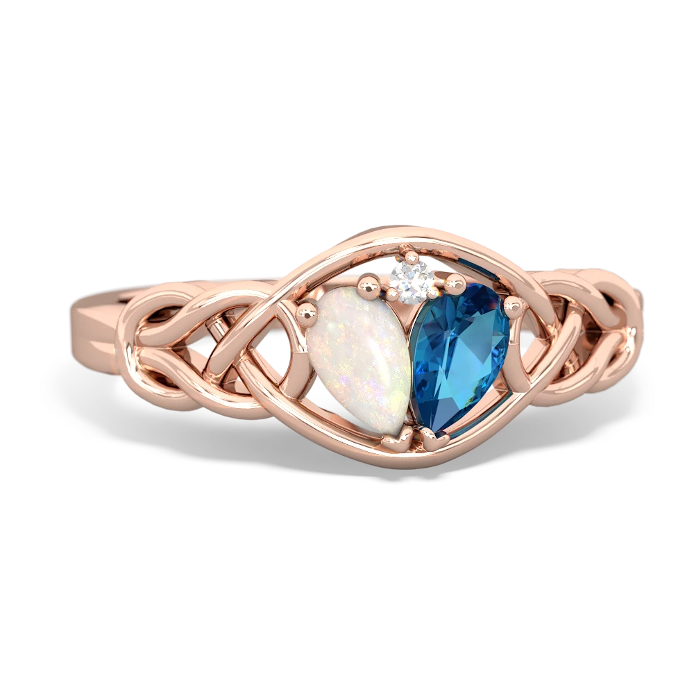 Opal Celtic Love Knot 14K Rose Gold ring R5420