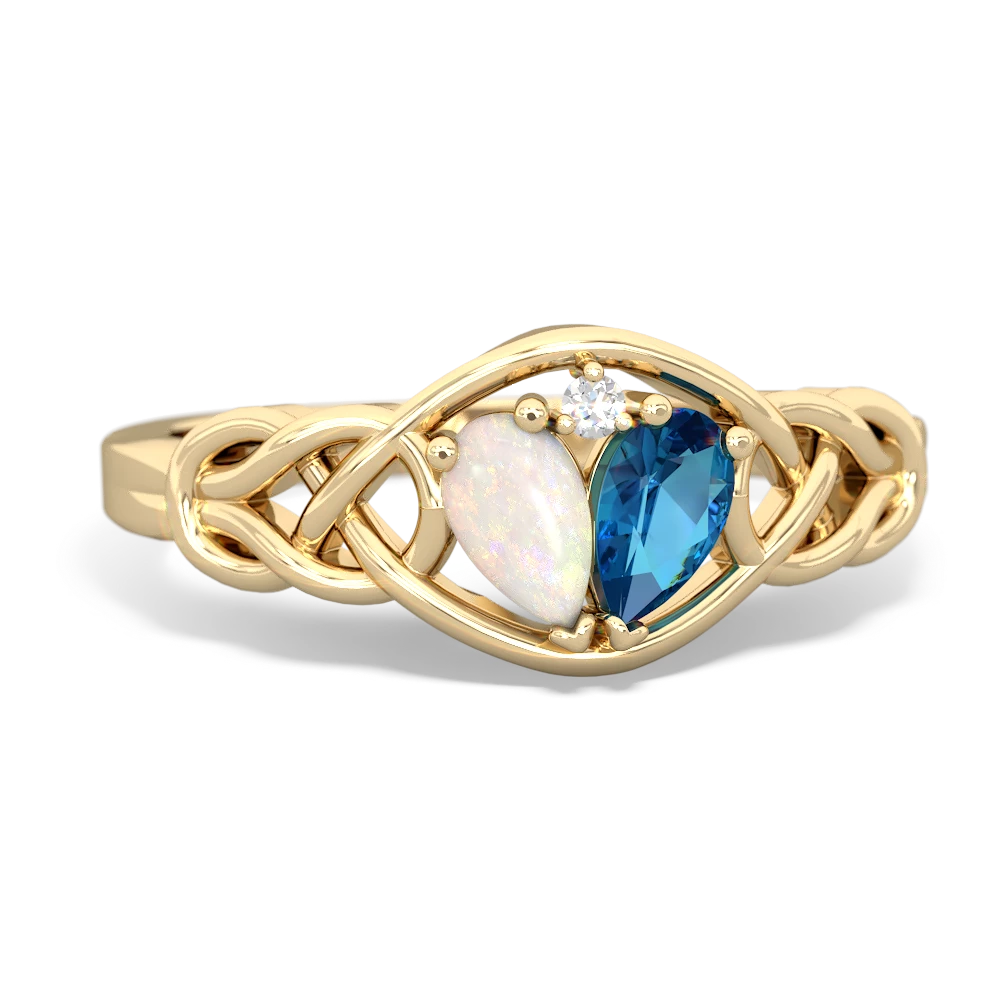 Opal Celtic Love Knot 14K Yellow Gold ring R5420