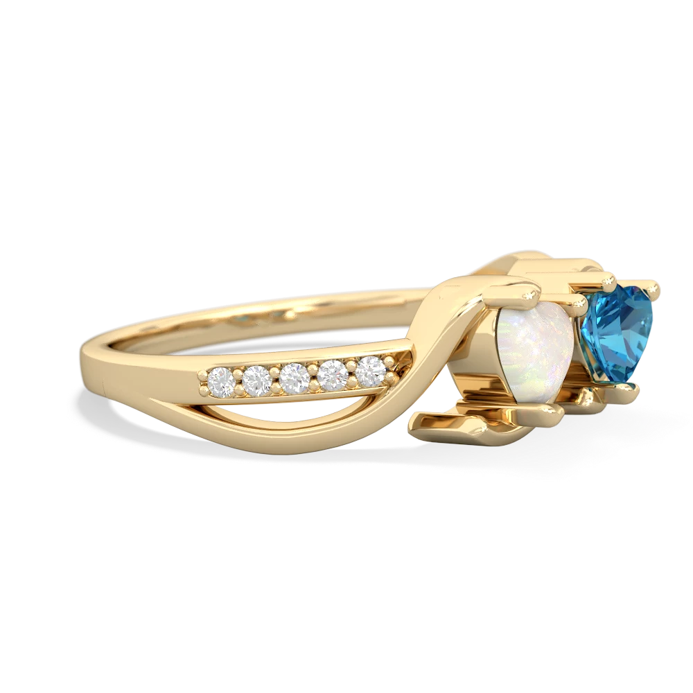 Opal Side By Side 14K Yellow Gold ring R3090