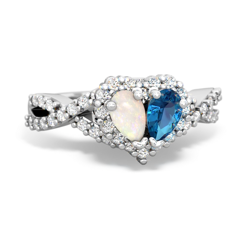 Opal Diamond Twist 'One Heart' 14K White Gold ring R2640HRT