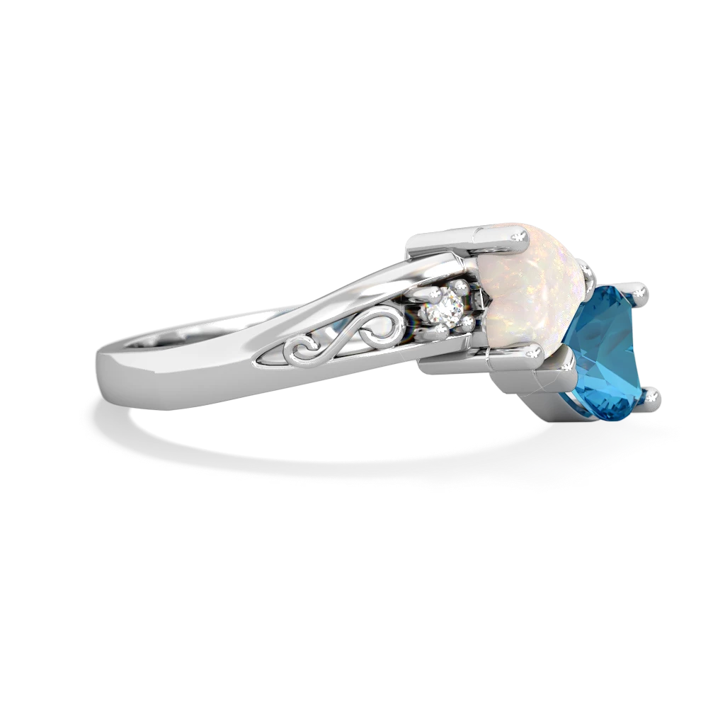 Opal Snuggling Hearts 14K White Gold ring R2178