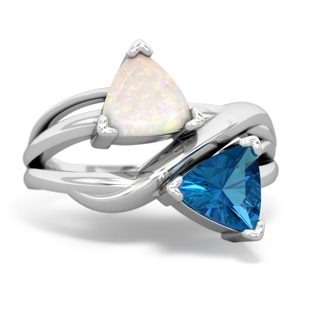 Opal Split Band Swirl 14K White Gold ring R2341