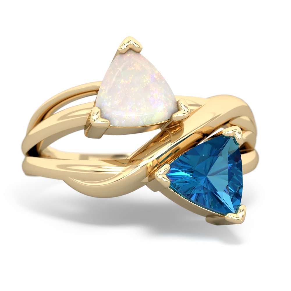 Opal Split Band Swirl 14K Yellow Gold ring R2341