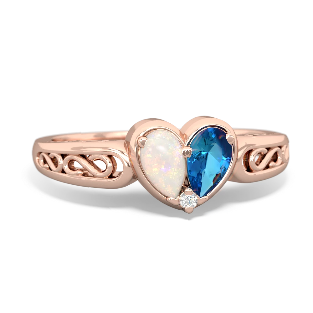 Opal Filligree 'One Heart' 14K Rose Gold ring R5070