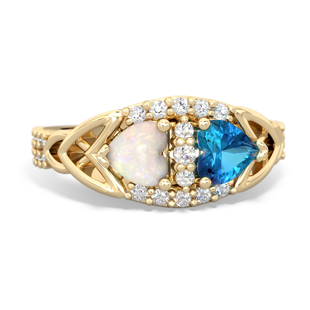 Opal Sparkling Celtic Knot 14K Yellow Gold ring R2645