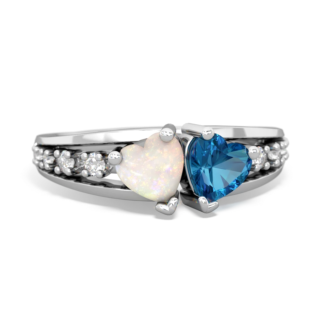 Opal Heart To Heart 14K White Gold ring R3342