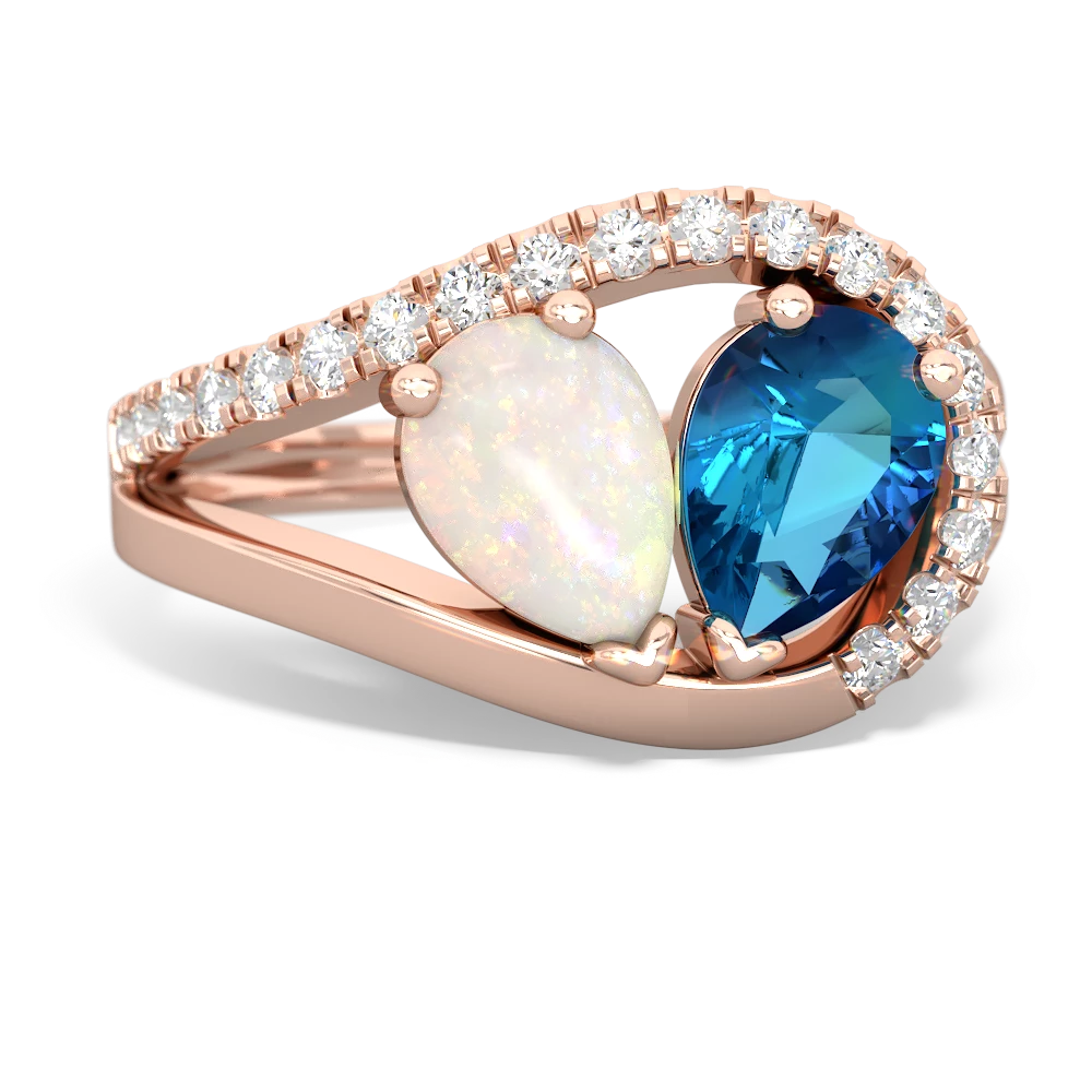 Opal Nestled Heart Keepsake 14K Rose Gold ring R5650