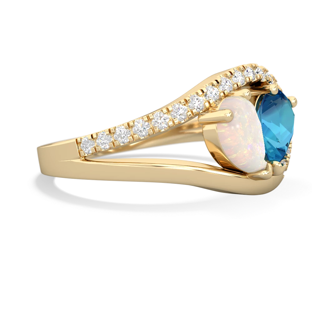 Opal Nestled Heart Keepsake 14K Yellow Gold ring R5650