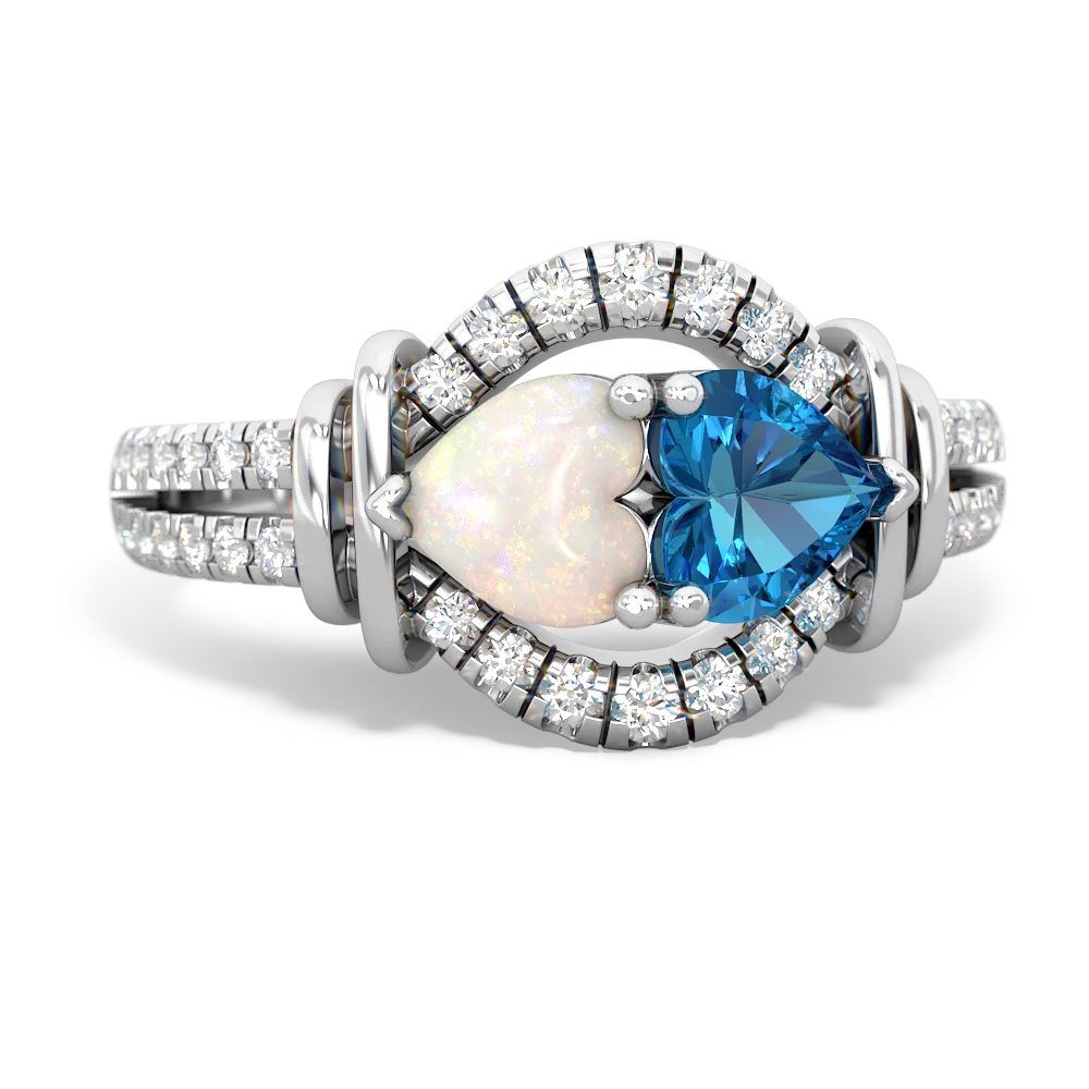 Opal Art-Deco Keepsake 14K White Gold ring R5630