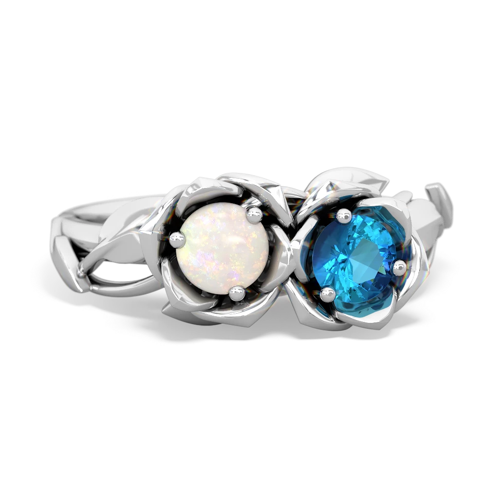 Opal Rose Garden 14K White Gold ring R5510