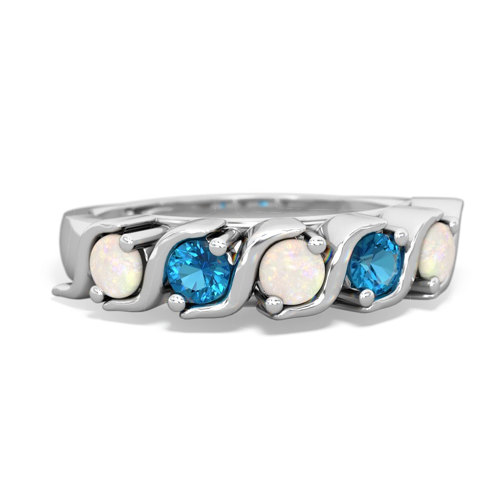 Opal Anniversary Band 14K White Gold ring R2089