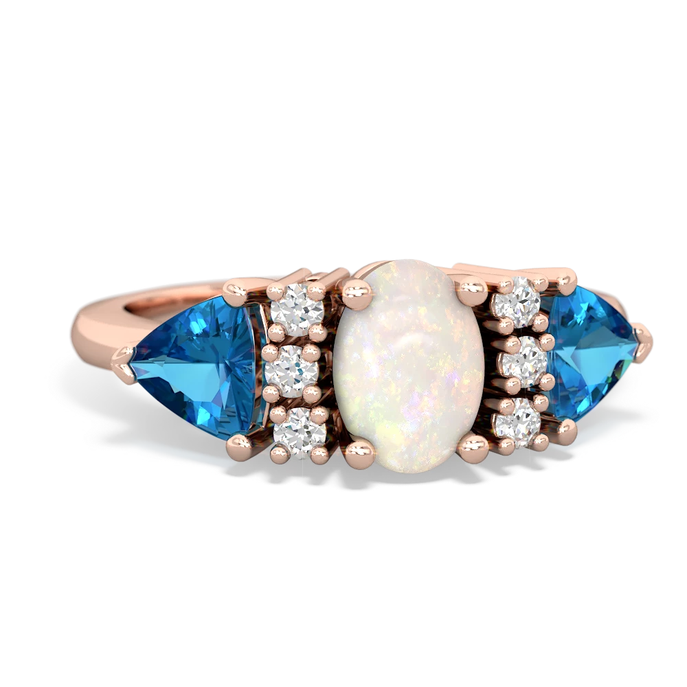 Opal Antique Style Three Stone 14K Rose Gold ring R2186