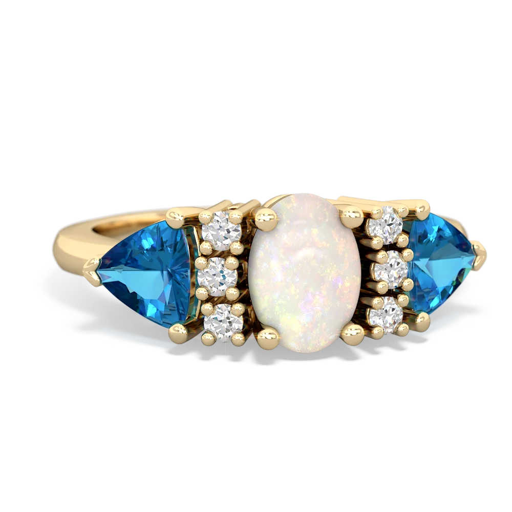 Opal Antique Style Three Stone 14K Yellow Gold ring R2186