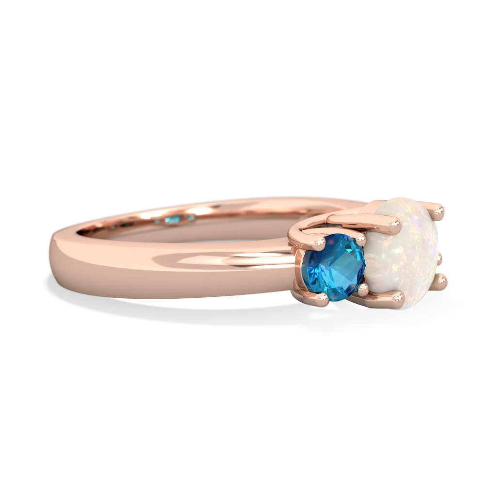 Opal Three Stone Round Trellis 14K Rose Gold ring R4018