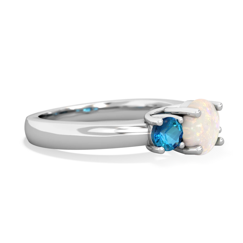 Opal Three Stone Round Trellis 14K White Gold ring R4018