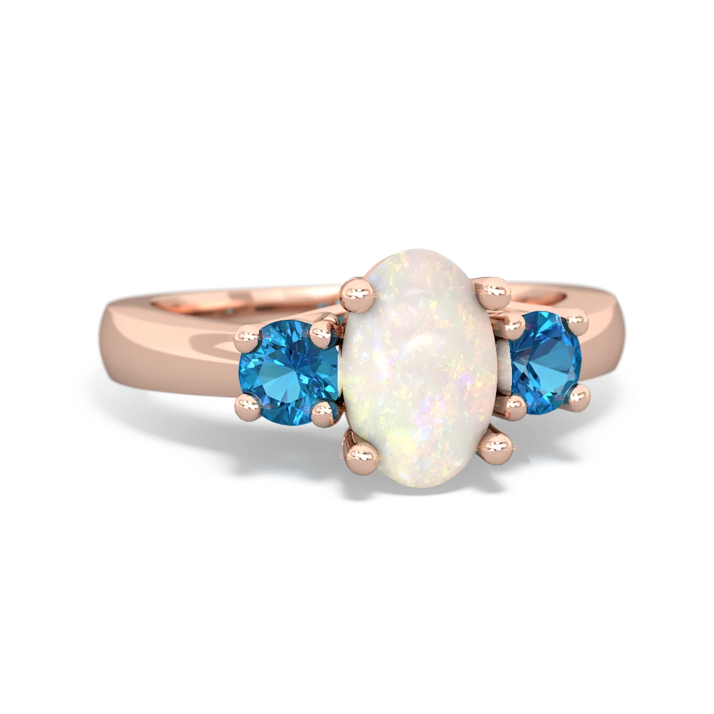 Opal Three Stone Oval Trellis 14K Rose Gold ring R4024